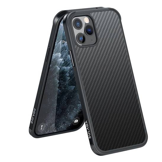 Case IPHONE 11 PRO MAX Sulada Carbon Fiber Hybrid Case Black Cases