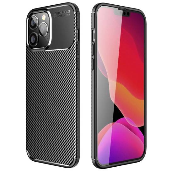 Etui IPHONE 14 PRO MAX Pancerne Shockproof Nexeri Carbon Fiber Czarne