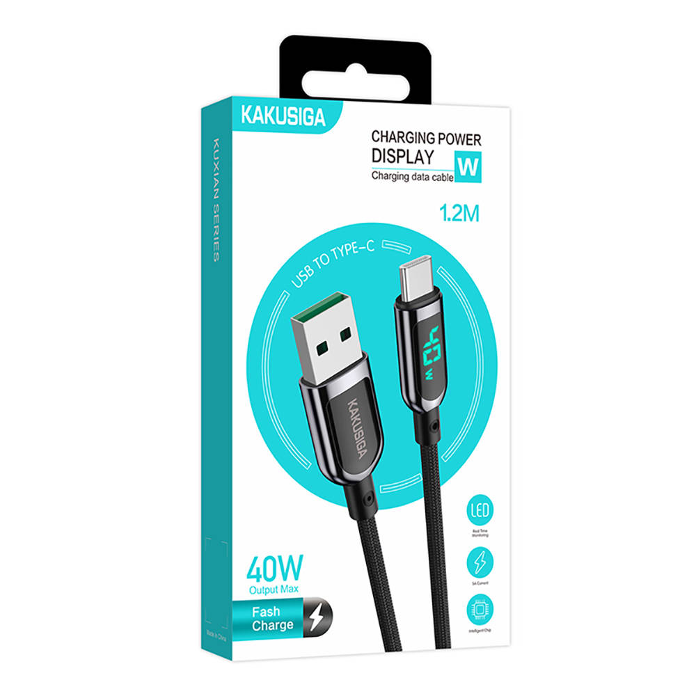 Cable USB USB Typ C 40W 5A 1 2m LED Digital Display Fast Charging And