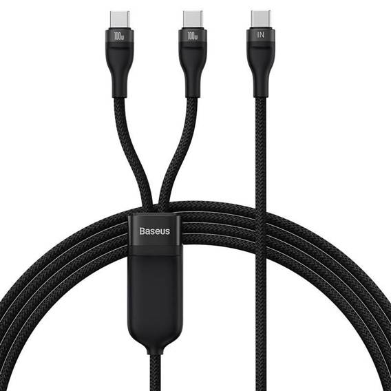 2in1 USB cable Baseus Flash Series USB-C do USB-C 100W, 1.5m (black