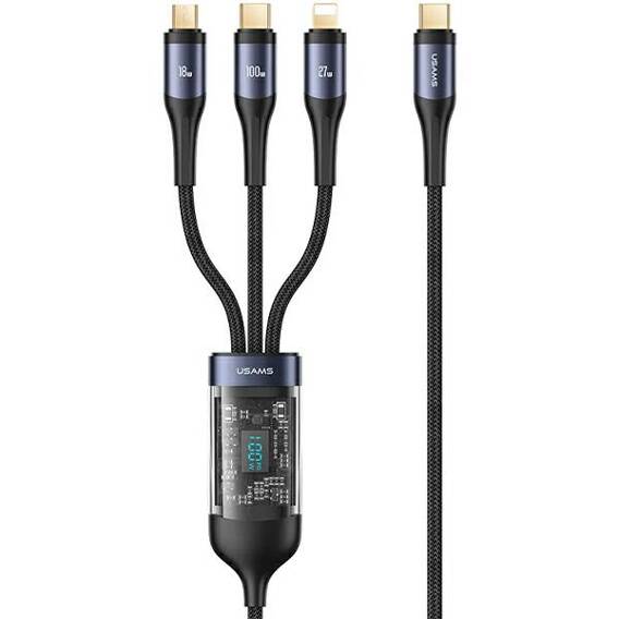 3in1 Cable 100W 1.2m USB-C - USB-C + micro USB + Lightning Digital Display PD Fast Charge USAMS U83 SJ600USB01 (US-SJ600)