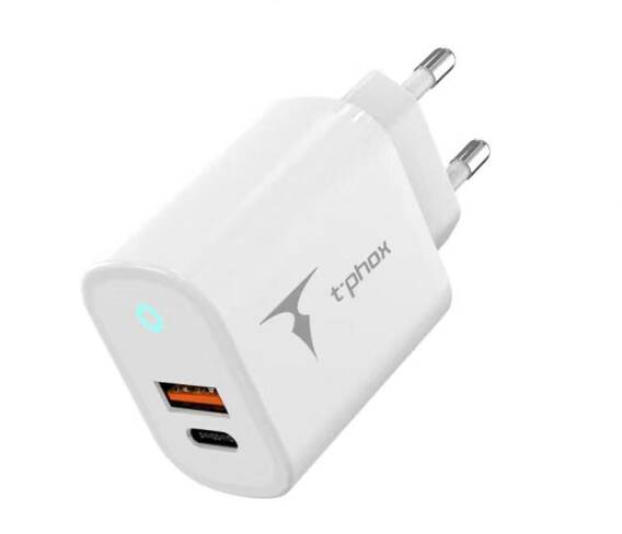 45W USB + USB-C T-PHOX GLORY Wall Charger, white