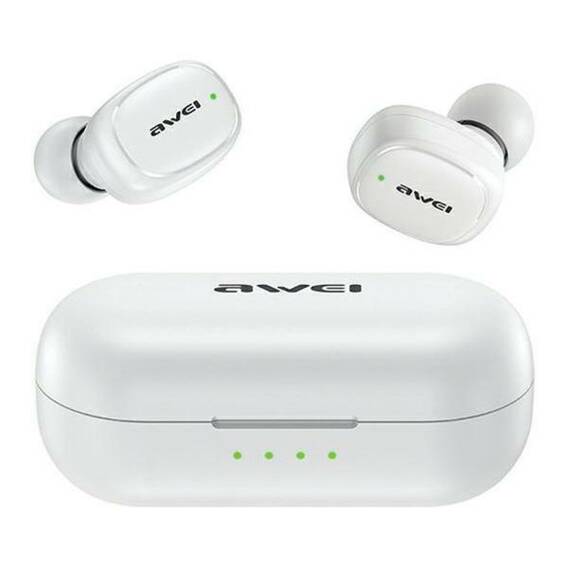 AWEI Bluetooth 5.1 T13 Pro TWS headphones + docking station white/white