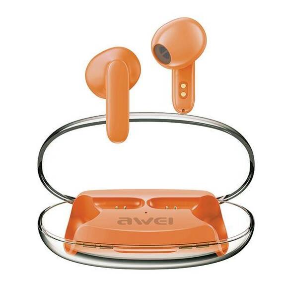 AWEI Bluetooth 5.3 T85 ENC TWS headphones + docking station orange/orange