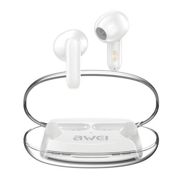 AWEI Bluetooth 5.3 T85 ENC TWS headphones + docking station white/white