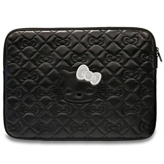 Bag LAPTOP 14" Hello Kitty Sleeve Zip PU Quilted Bows (HKCSZPEKHBPK) black