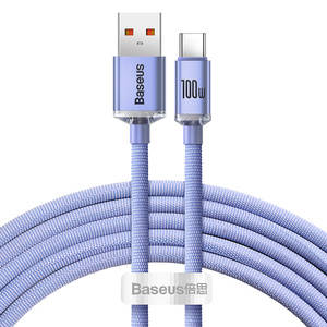 Baseus Crystal Shine cable USB to USB-C, 100W, 2m (purple)