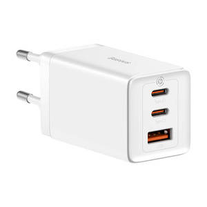 Baseus GaN5 Pro wall charger 2xUSB-C + USB, 65W (white)