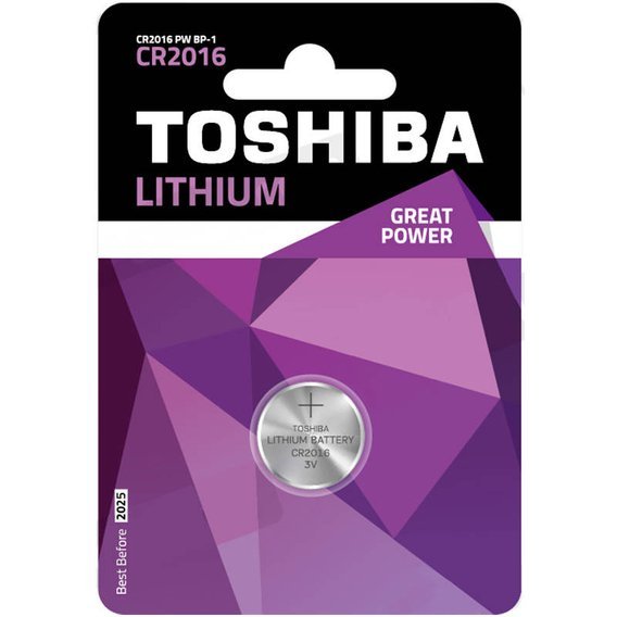 Battery CR2016 3V 1 piece Toshiba Lithium