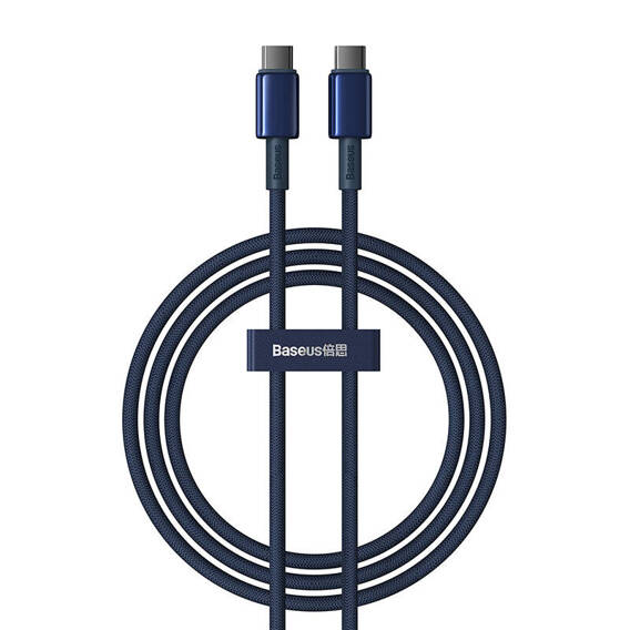 Cable 100W 5A 1m USB-C - USB-C Baseus Tungsten Glod blue