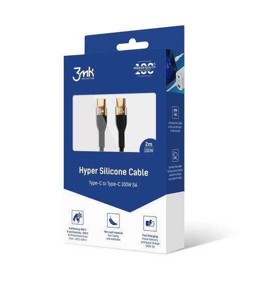 Cable 100W 5A 2m USB-C - USB-C 3MK Hyper black