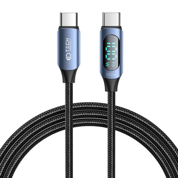 Cable 100W 5A 2m USB-C - USB-C Tech-Protect UltraBoost LED blue