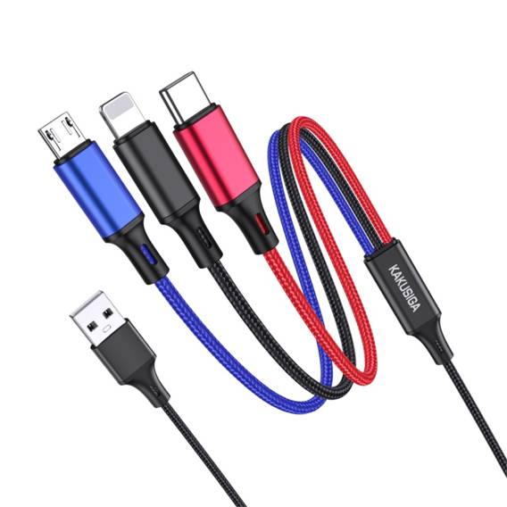 Cable 3in1 3A 1,2m USB - USB-C + Micro USB + Lightning KAKUSIGA KSC-804 black
