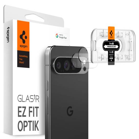 Camera Cover GOOGLE PIXEL 9 PRO Spigen Optik. TR ”EZ FIT” Camera Protector 2-pack Crystal Clear