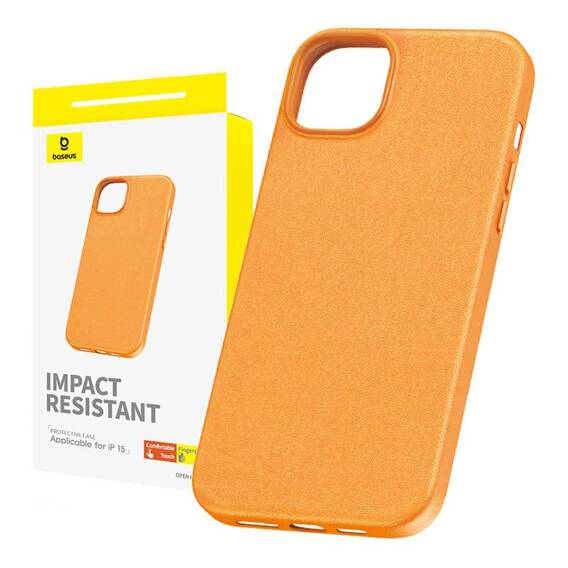 Case APPLE IPHONE 15 Baseus Fauxther Series orange