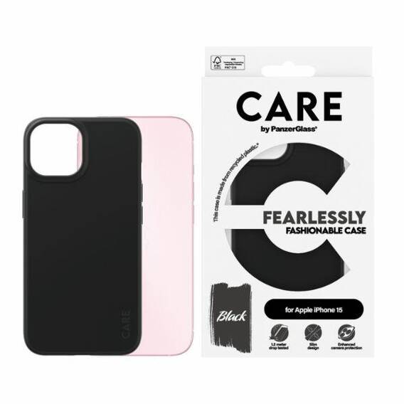 Case APPLE IPHONE 15 CARE by PanzerGlass Fearlessly Fashionable Case (1429) black