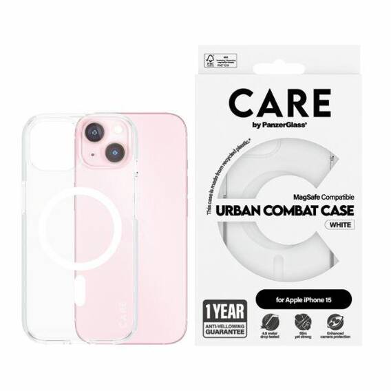 Case APPLE IPHONE 15 CARE by PanzerGlass Urban Combat Case MagSafe (1417) white