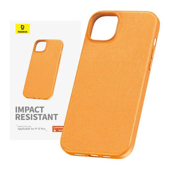 Case APPLE IPHONE 15 PLUS Baseus Fauxther Series orange