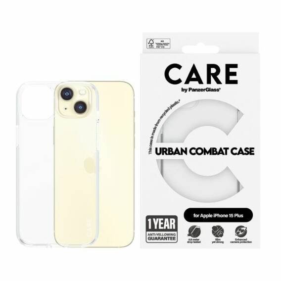 Case APPLE IPHONE 15 PLUS CARE by PanzerGlass Urban Combat Case (1423) transparent