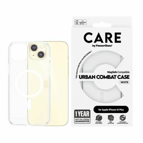 Case APPLE IPHONE 15 PLUS CARE by PanzerGlass Urban Combat Case MagSafe (1419) white