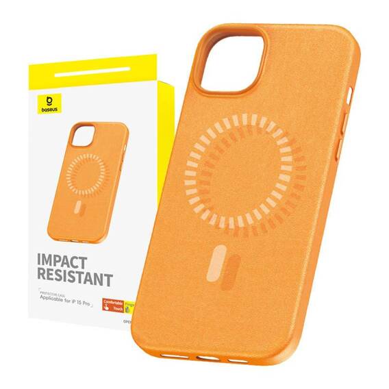 Case APPLE IPHONE 15 PRO Baseus Fauxther Series MagSafe orange