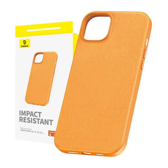 Case APPLE IPHONE 15 PRO Baseus Fauxther Series orange