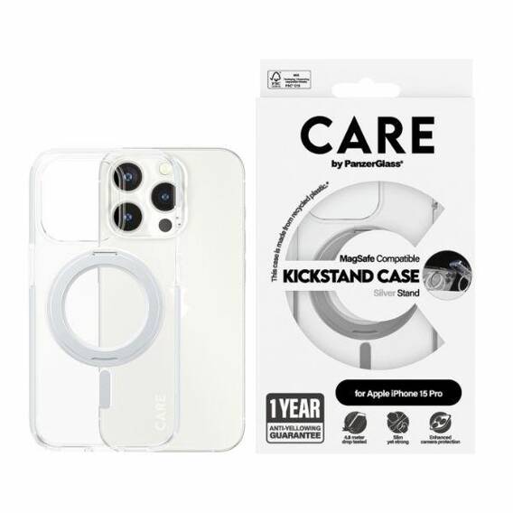 Case APPLE IPHONE 15 PRO CARE by PanzerGlass Kickstand Case MagSafe (1414) silver