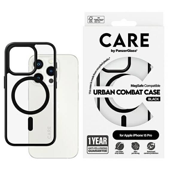 Case APPLE IPHONE 15 PRO CARE by PanzerGlass Urban Combat Case (1426) black