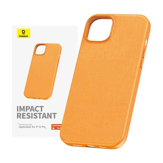 Case APPLE IPHONE 15 PRO MAX Baseus Fauxther Series orange