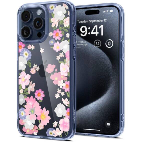 Case APPLE IPHONE 15 PRO Spigen Ultra Hybrid Crystal (Blossom) pattern