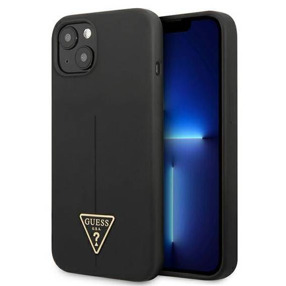 Case IPHONE 13 MINI Guess Hardcase Silicone Triangle (GUHCP13SSLTGK) black