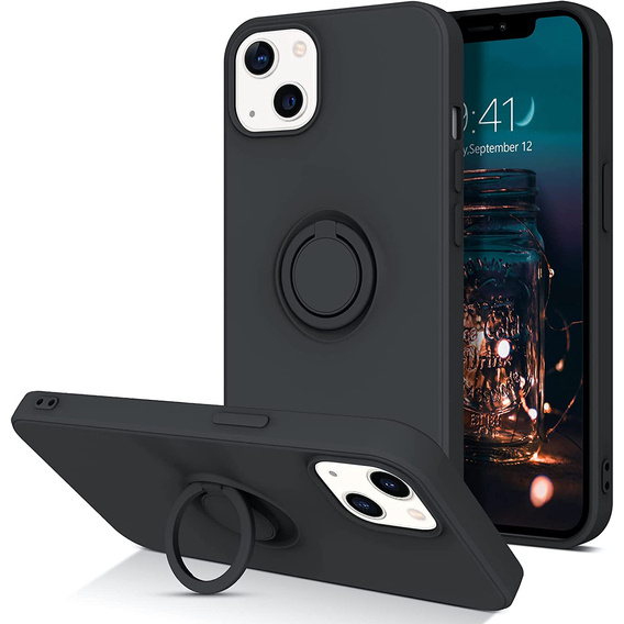 Case IPHONE 13 MINI Silicone Ring Magnetic Stand black