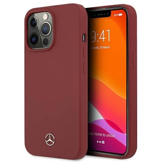 Case IPHONE 13 PRO MAX Mercedes Hardcase Silicone Line (MEHCP13XSILRE) red