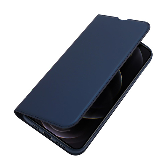 Case IPHONE 13 PRO MAX with a flip Dux Ducis Skin Leather navy blue