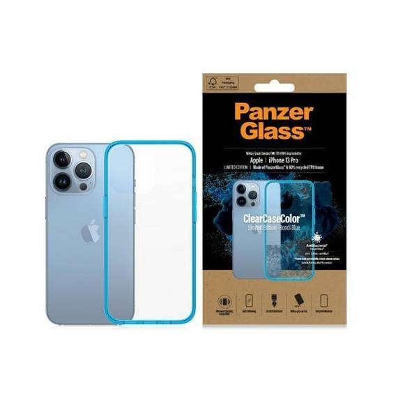 Case IPHONE 13 PRO PanzerGlass ClearCase Antibacterial Military (0336) Grade Bondi Blue