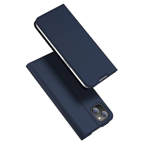 Case IPHONE 14 PLUS with a Flip Dux Ducis Skin Leather navy blue