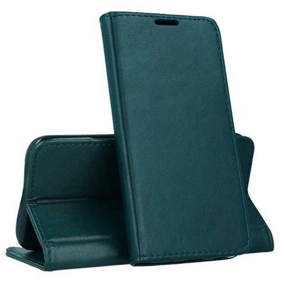 Case IPHONE 14 Wallet with a Flap Leatherette Holster Magnet Book dark green