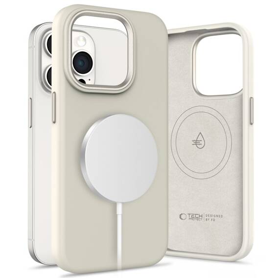 Case IPHONE 15 PRO Tech-Protect Silicone Pure MagSafe Cosmic Latte creamy