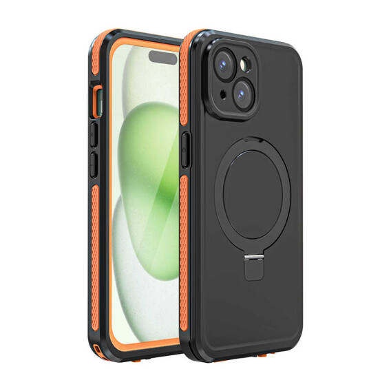 Case IPHONE 15 Telesin Waterproof Case black & orange