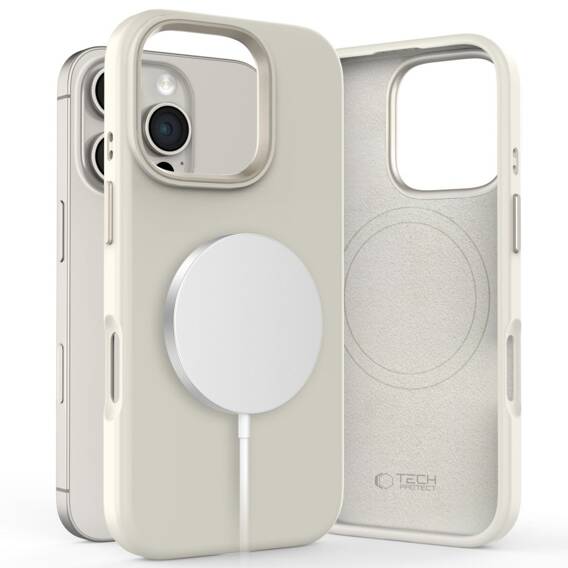 Case IPHONE 16 PRO MAX Tech-Protect Silicone Pure MagSafe Cosmic Latte