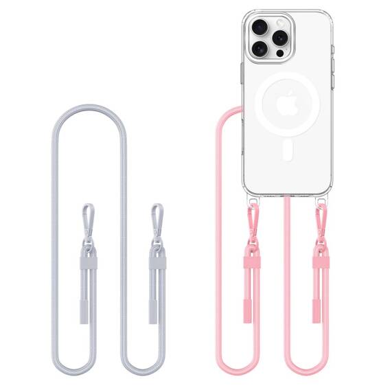 Case IPHONE 16 PRO Tech-Protect Flexair Chain MagSafe Grey & Pink transparent