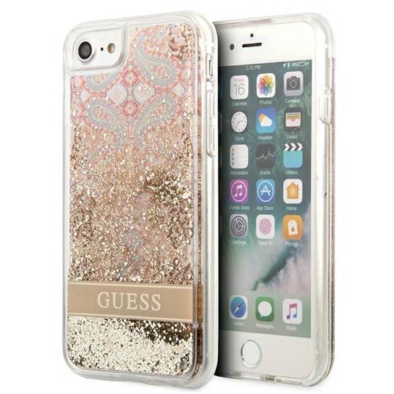 Case IPHONE SE 2022 / SE 2020 / 7 / 8 Guess Hardcase Paisley Liquid Glitter (GUHCI8LFLSD) gold