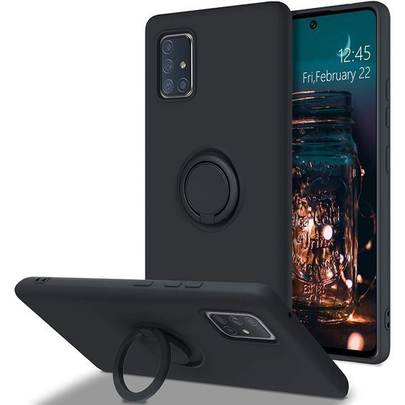 Case SAMSUNG GALAXY A51 Silicone Ring Magnetic Stand black