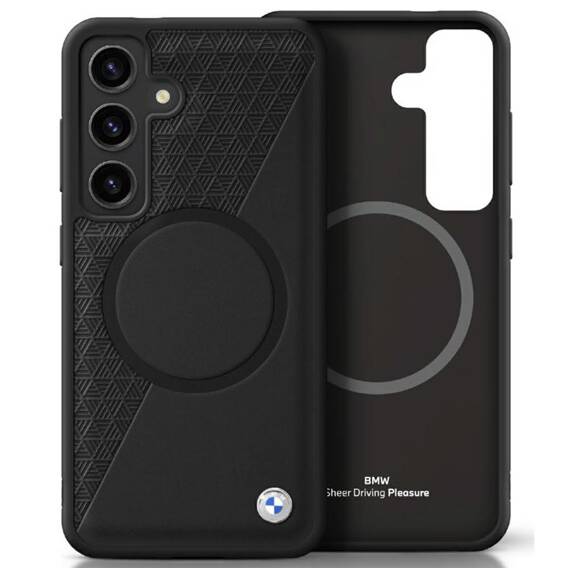 Case SAMSUNG GALAXY S25 BMW Leather Half Textured MagSafe black