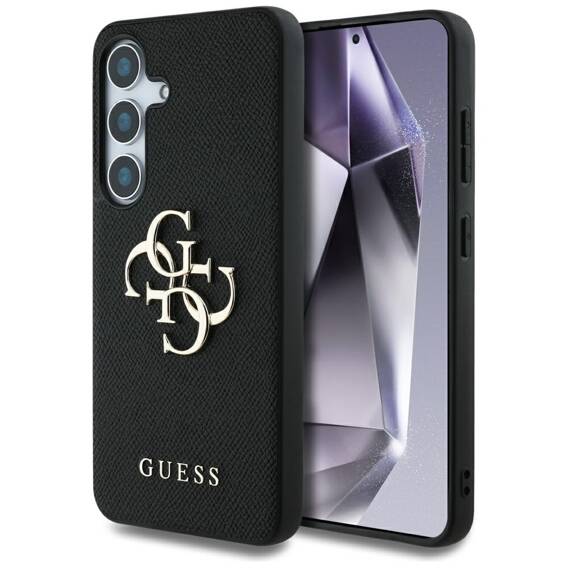 Case SAMSUNG GALAXY S25 Guess Grained Big 4G Logo Small Classic Logo black