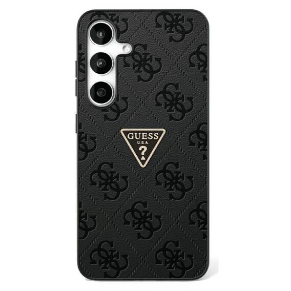 Case SAMSUNG GALAXY S25 Guess Hot Stamp 4G Pattern Triangle Metal Logo black