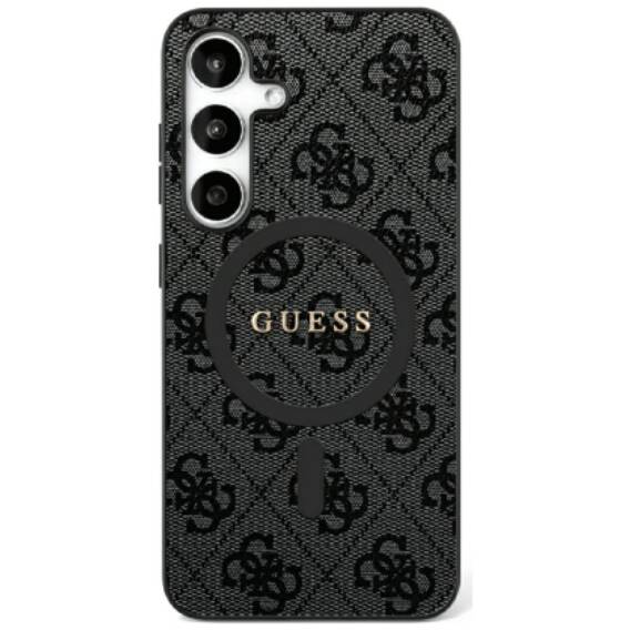 Case SAMSUNG GALAXY S25 Guess Leather 4G Colored Ring Classic Logo MagSafe black