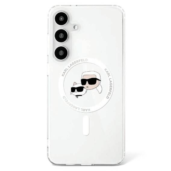 Case SAMSUNG GALAXY S25+ Karl Lagerfeld Button Karl & Choupette Heads Printed Logo MagSafe white