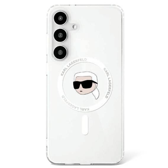 Case SAMSUNG GALAXY S25 Karl Lagerfeld Button Karl Head Printed Logo MagSafe white