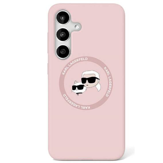 Case SAMSUNG GALAXY S25 Karl Lagerfeld Silicone Double Heads&Circle MagSafe pink